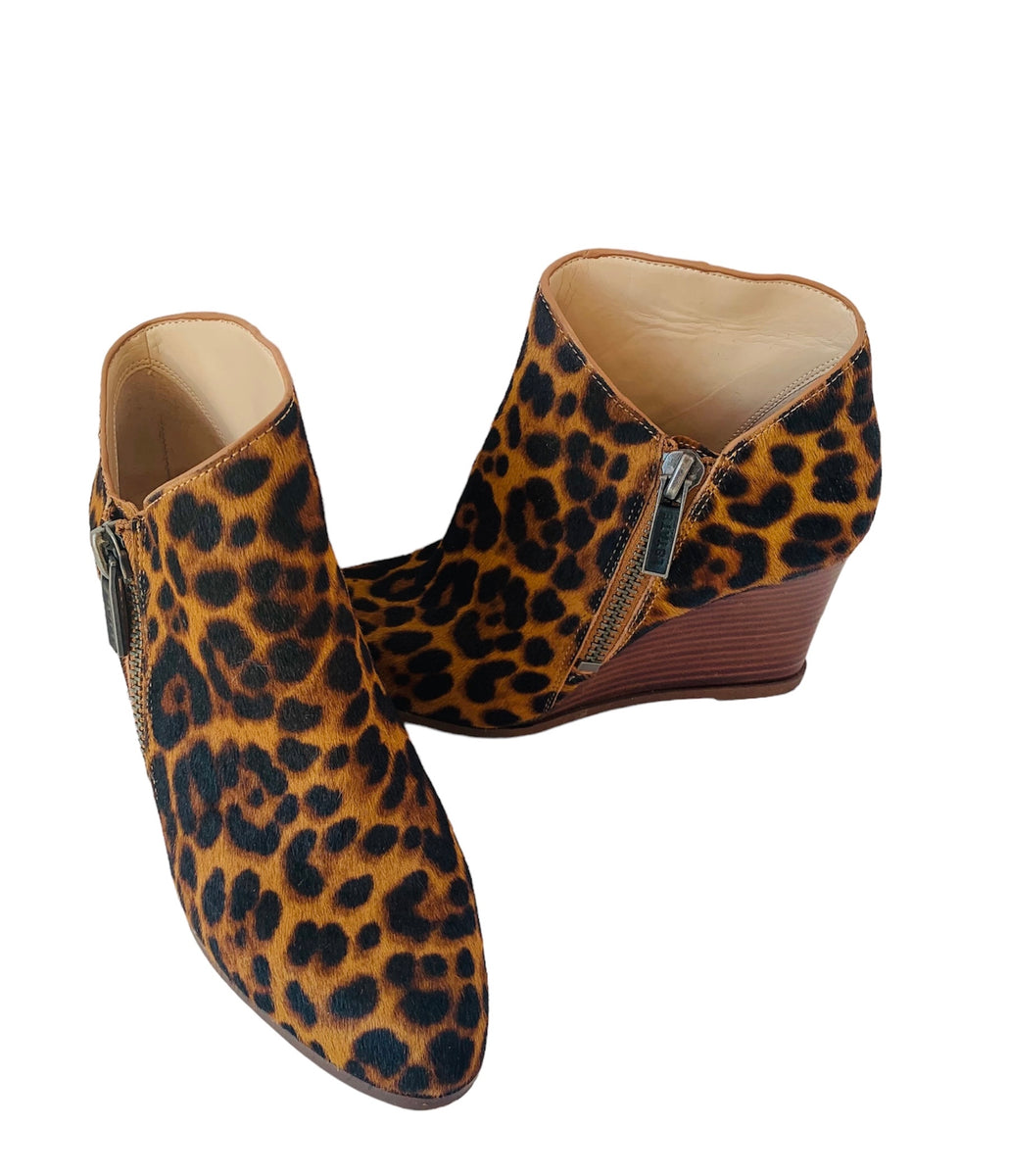 Leopard print store wedge booties