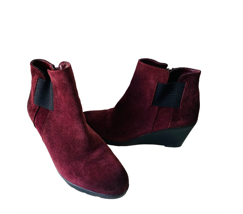 Burgundy wedge boots hotsell