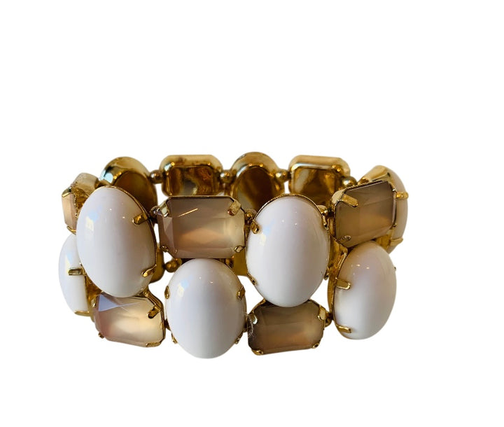 White and Champagne Stretch Bracelet