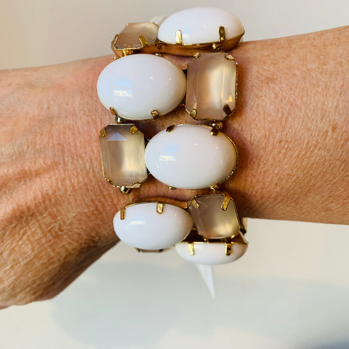 White and Champagne Stretch Bracelet