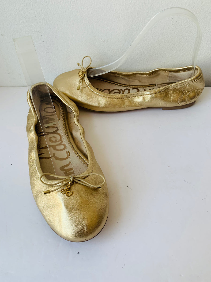 Sam Edelman Gold Metallic Ballet Flats Size 7.5 by C J Collecti