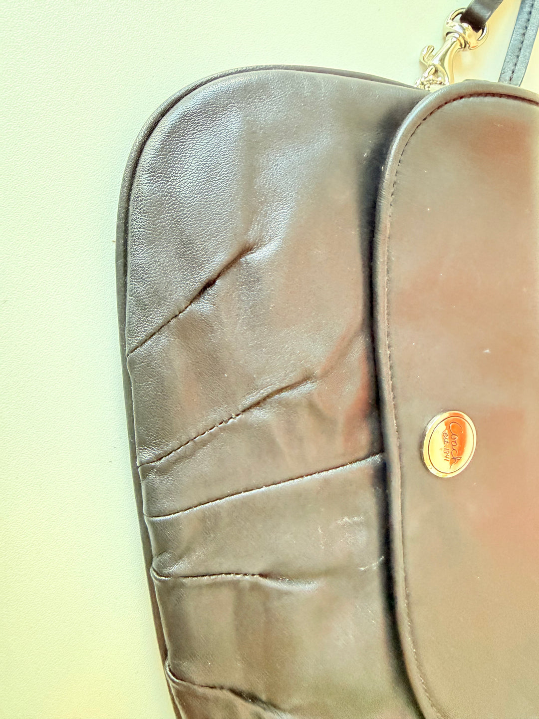 Coach Black Leather vintage Pleated Clutch/Wristlet
