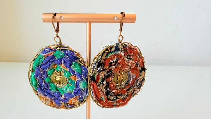 Funky Handmade Yarn Pierced Earrings