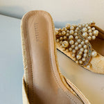 AIXIEXIU Pearl Embellished Lace Mules Size 38