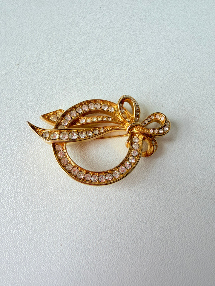 Vintage Nolan Miller Gold & Rhinestone Brooch