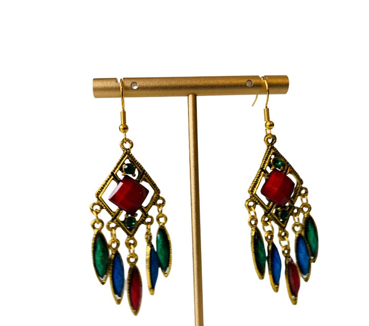 Multi Color Drop Pierced Earrings