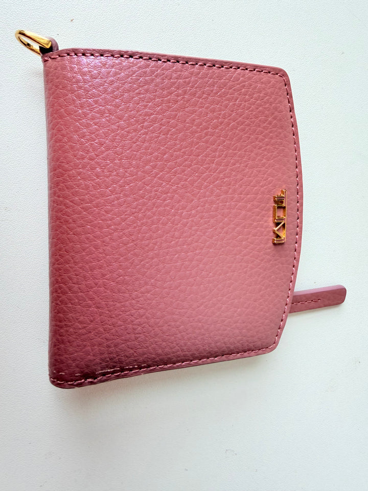 Tumi Belden Bifold Pebble Pink Leather Wallet New No Tag