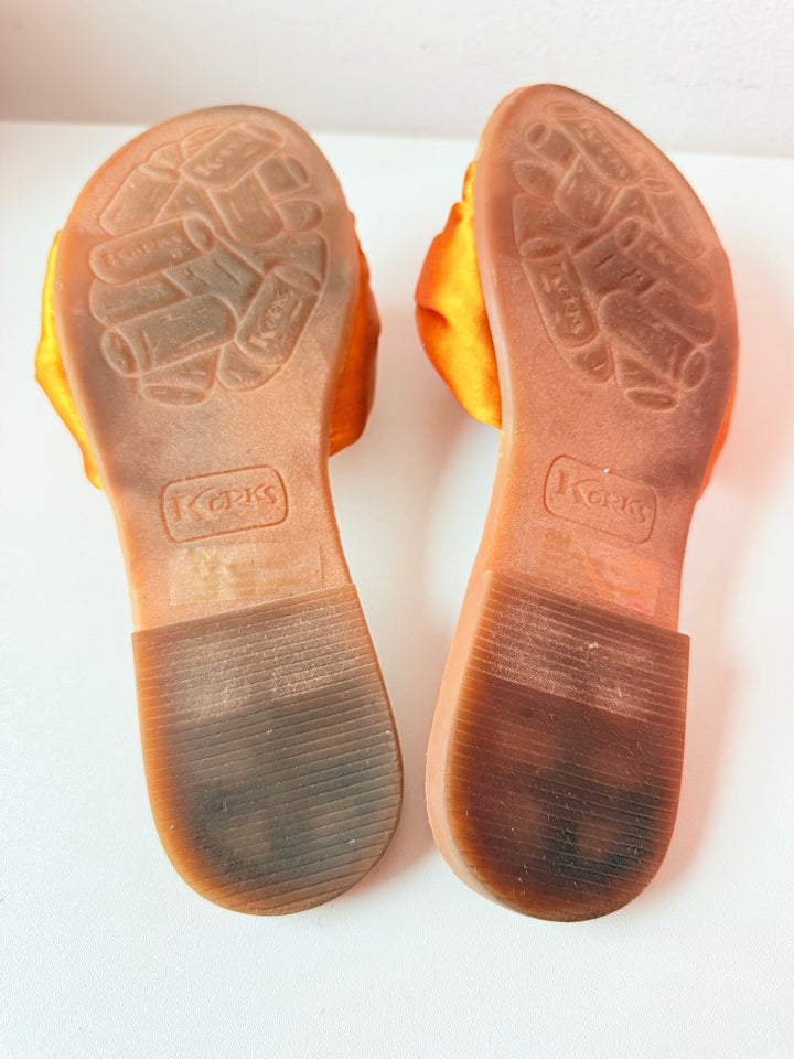 Korks Soleil Rust/Copper Knotted Slide Sandals Size 8