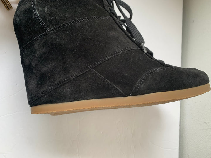 Veronica Beard Black Elissa Suede Wedge Sneaker Bootie Size 10