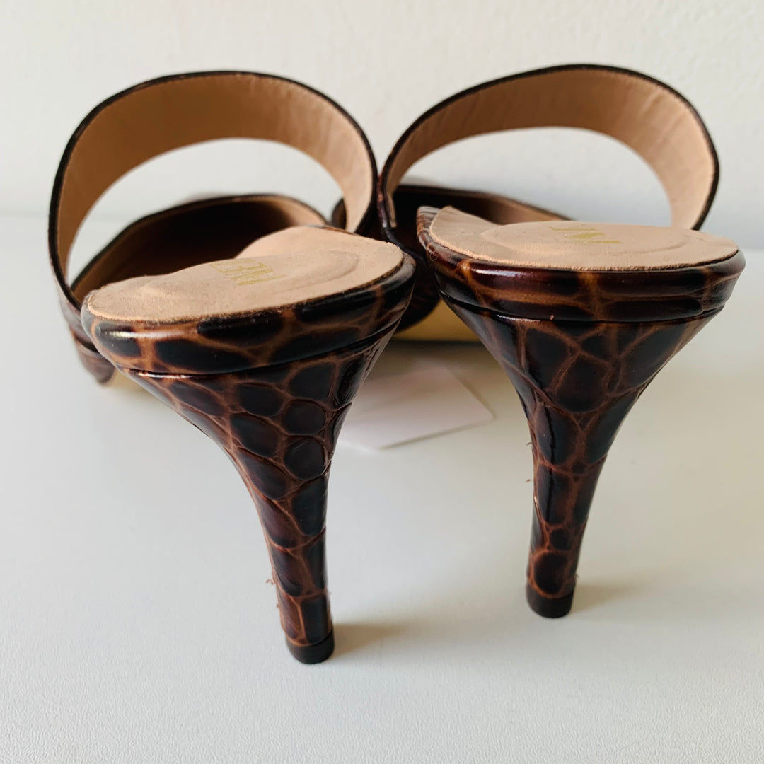 Inez New Never Worn Heeled Brown Leather Mule Size 10