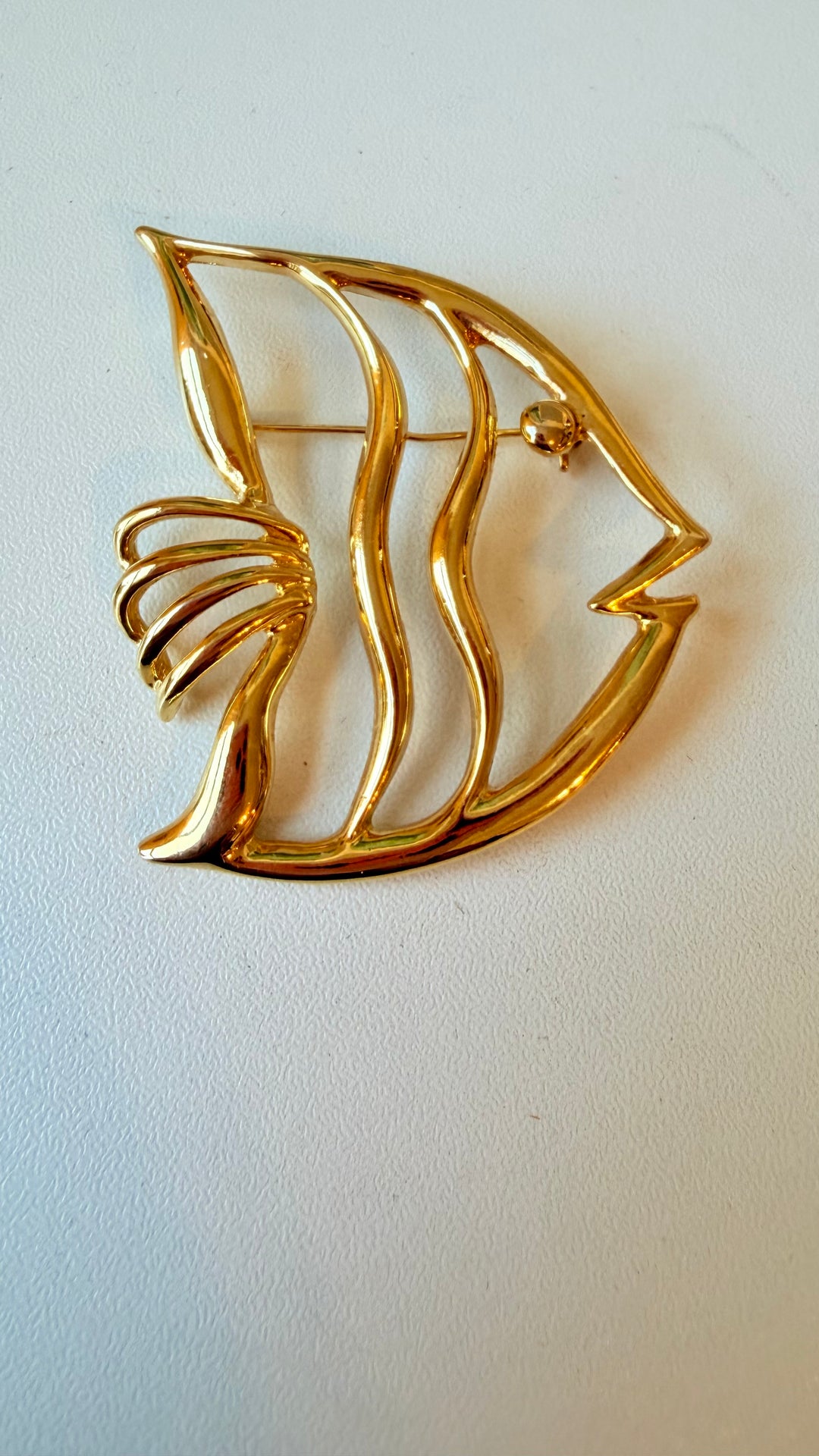 Gold Tone Fish Brooch