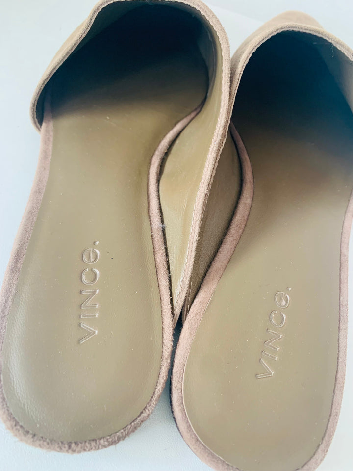Vince Brown Suede Slip On Mules Size 7.5 New