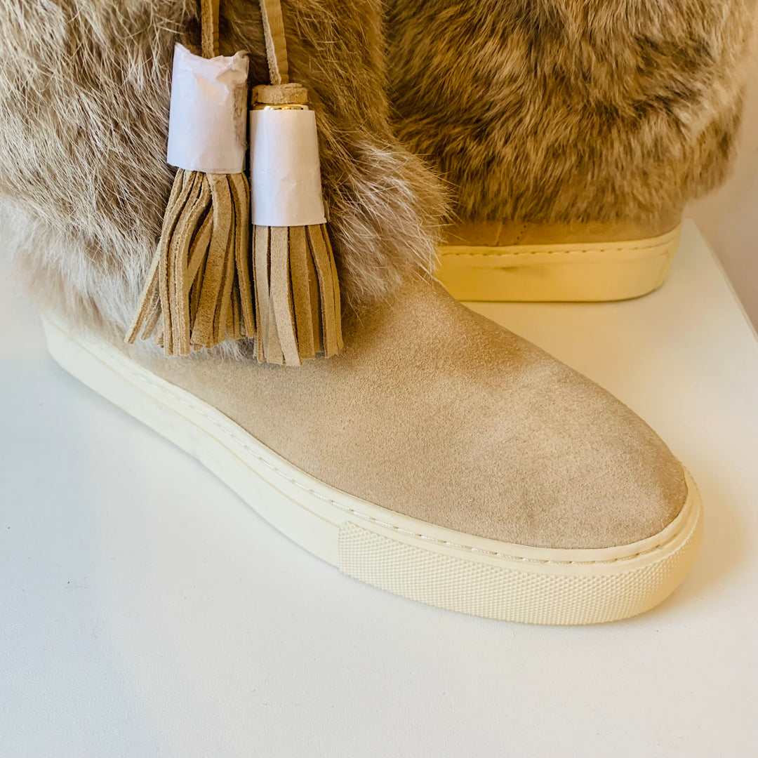 Tory Burch Tan Suede & Fur Boots Size 7
