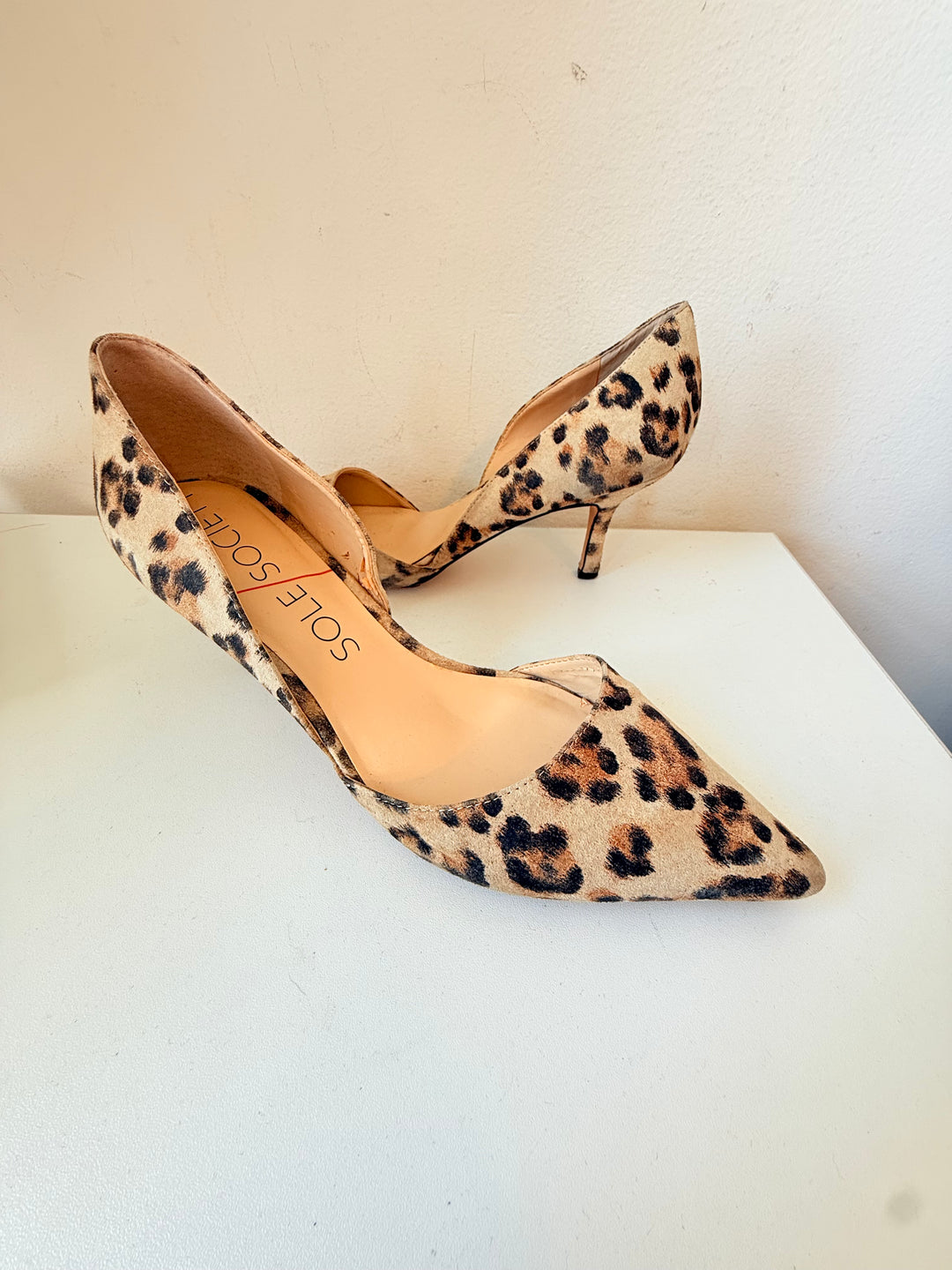 Sole Society Leopard Print D’ Orsay Kitten Heel Pumps Size 9