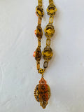 Rust Roses in Gold Tone Statement Necklace