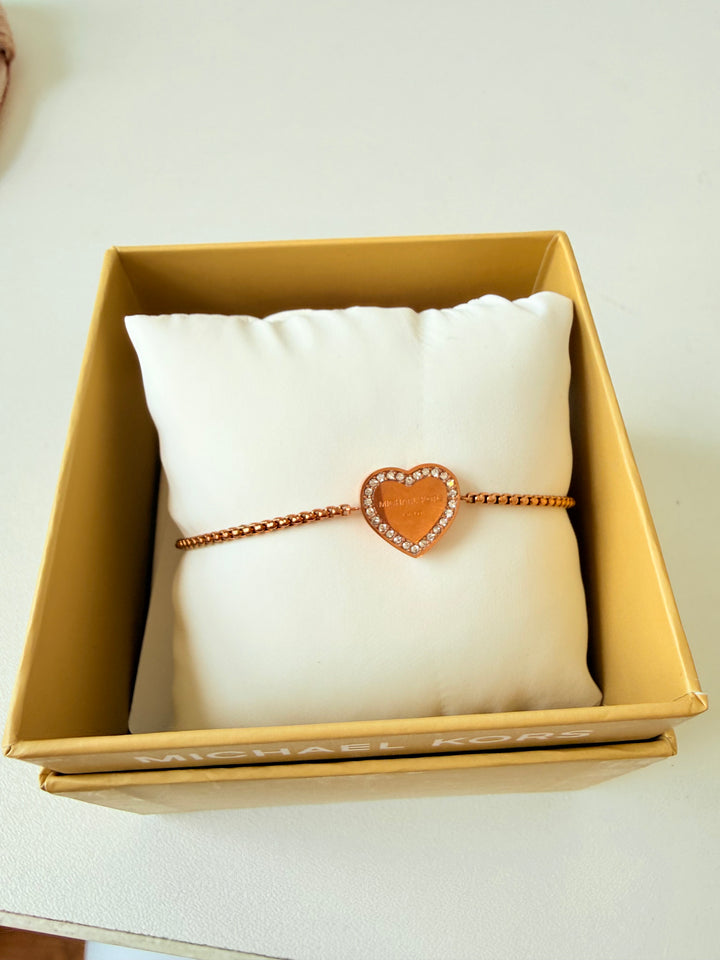 Michael Kors Rosegold Heart Logo Bracelt NWT