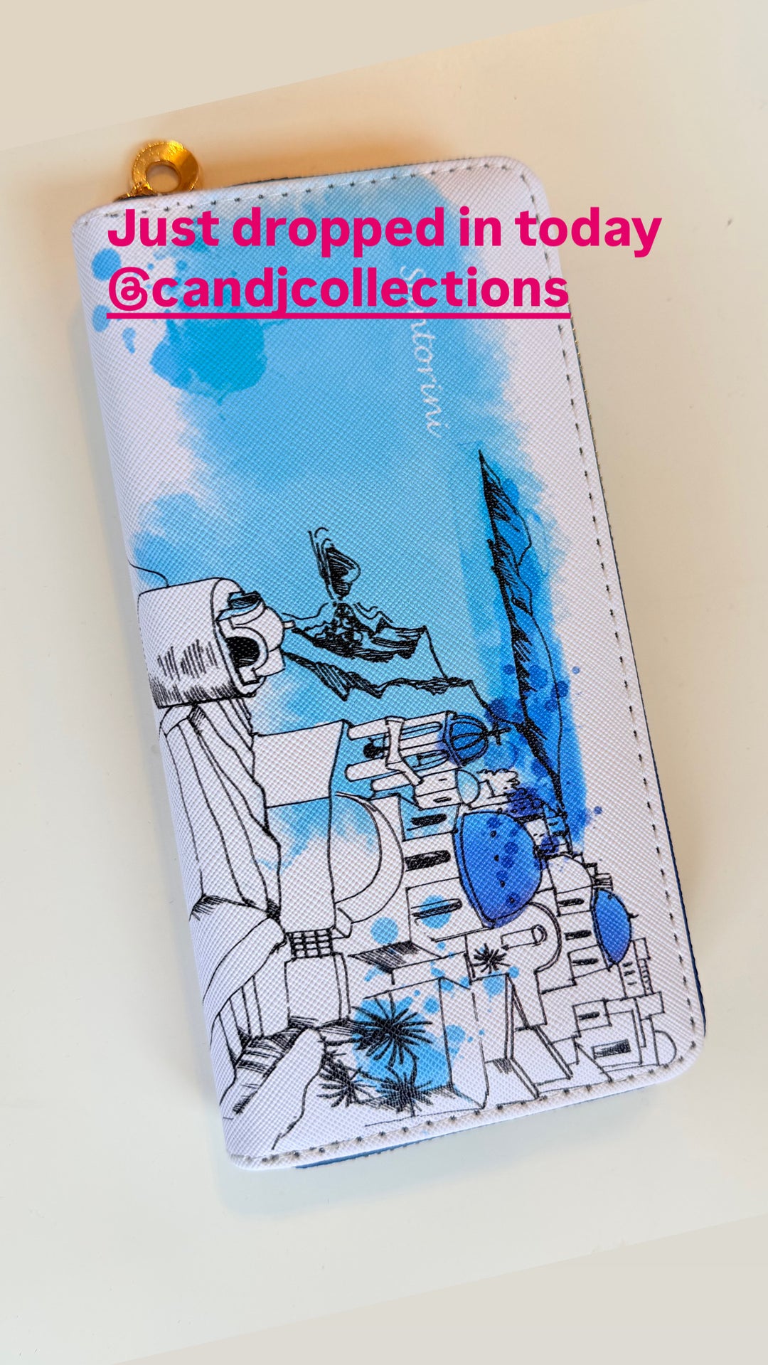 Anushka Hand Painted Santorini Leather Wallet