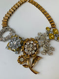 Banana Republic Rhinestone Statement Necklace in Gold & Silver Tone