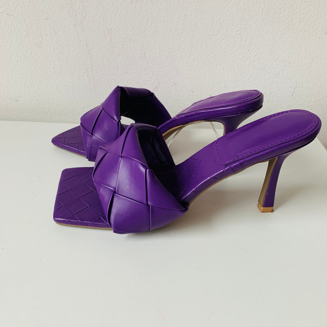 Purple Quilted Slip On Heels Size 8.5