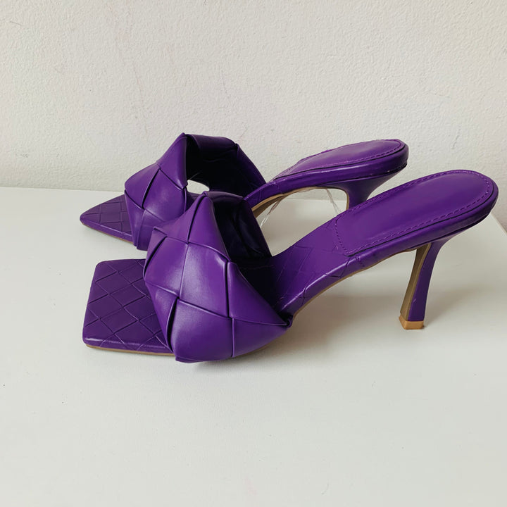 Purple Quilted Slip On Heels Size 8.5