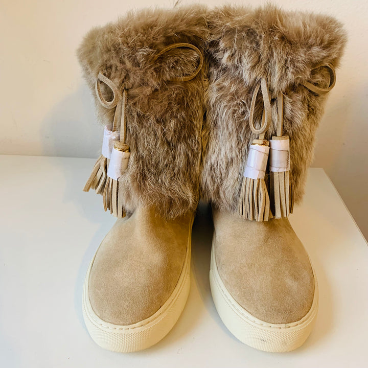 Tory Burch Tan Suede & Fur Boots Size 7