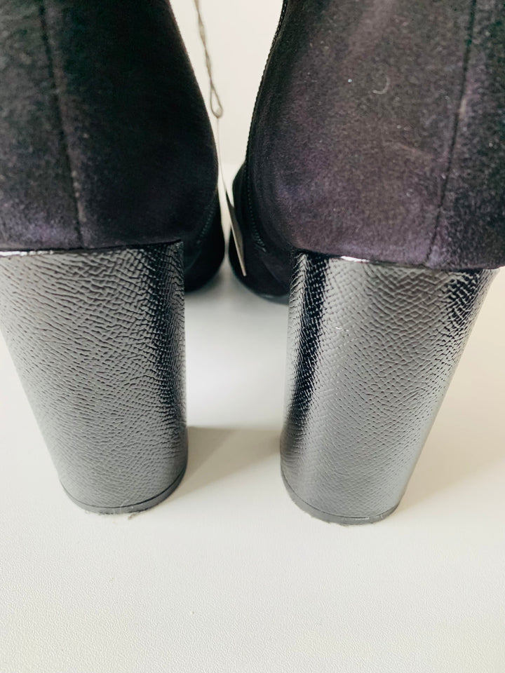 Nine West Black Suede Heeled Boots Size 9.5