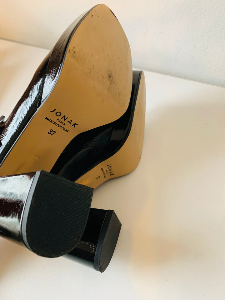 Jonak Paris Black Patent Heeled Mary Jane Size 37