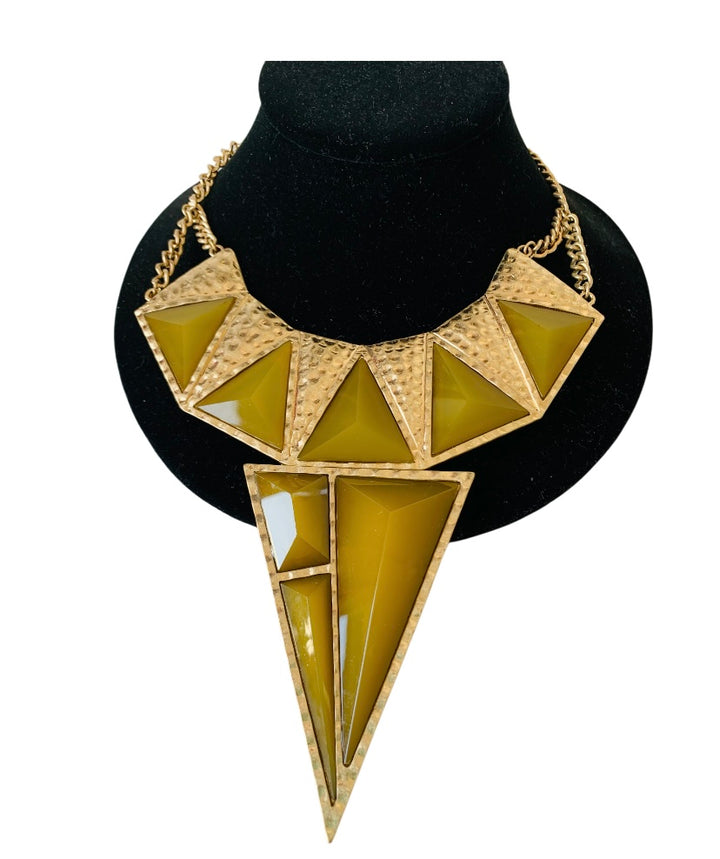 Green and Gold Bibb Statement Necklace
