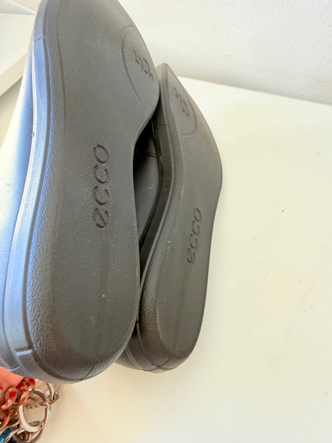 ECCO Simpil Mary Jane Black Leather Ballet Flats Size 10-10.5