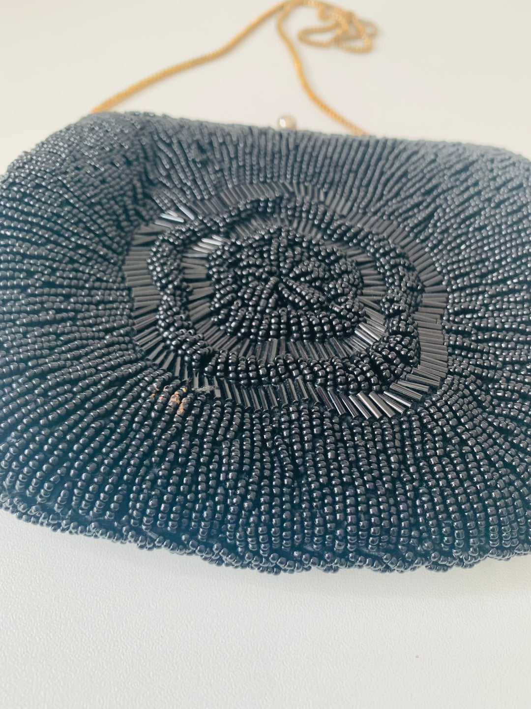 Vintage Black Beaded Evening Bag
