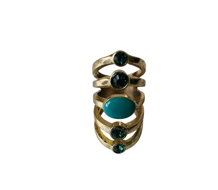 Green and Gold-tone Statement Ring