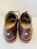 Cole Haan Grand Series Classic Brown Leather Lace Up Croc Embossed Women’s Oxford Shoes Size 9