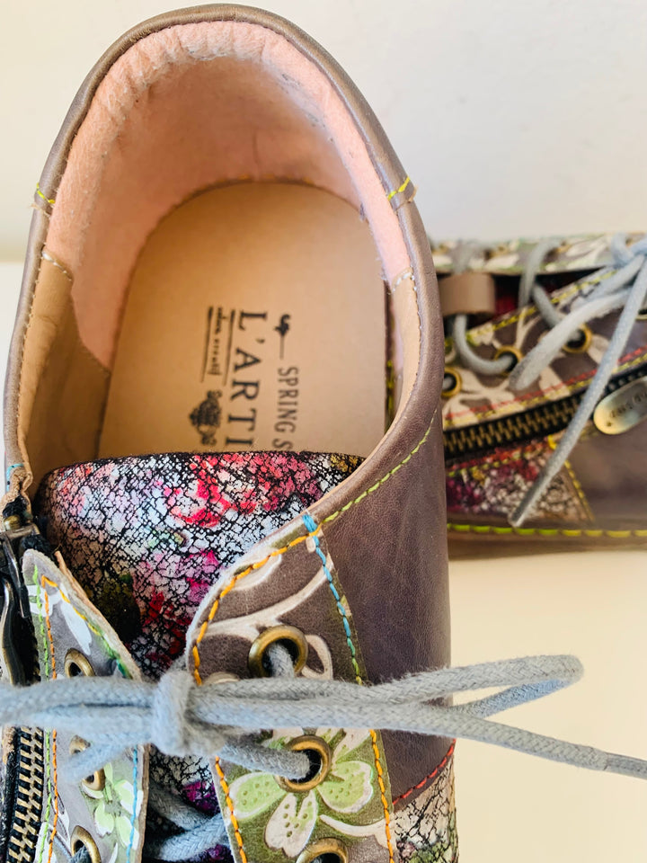 L’Artiste Spring Step Danli Delite Leather Floral Sneaker Size 40 (US 9.5-10)