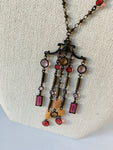 Liz Palacios Pink and Orange Dangle Necklace