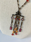 Liz Palacios Pink and Orange Dangle Necklace