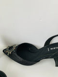 Anne Klein Billie Iflex Black Glitter Rhinestone Embellished Slingback Heels Size 7.5 NEW