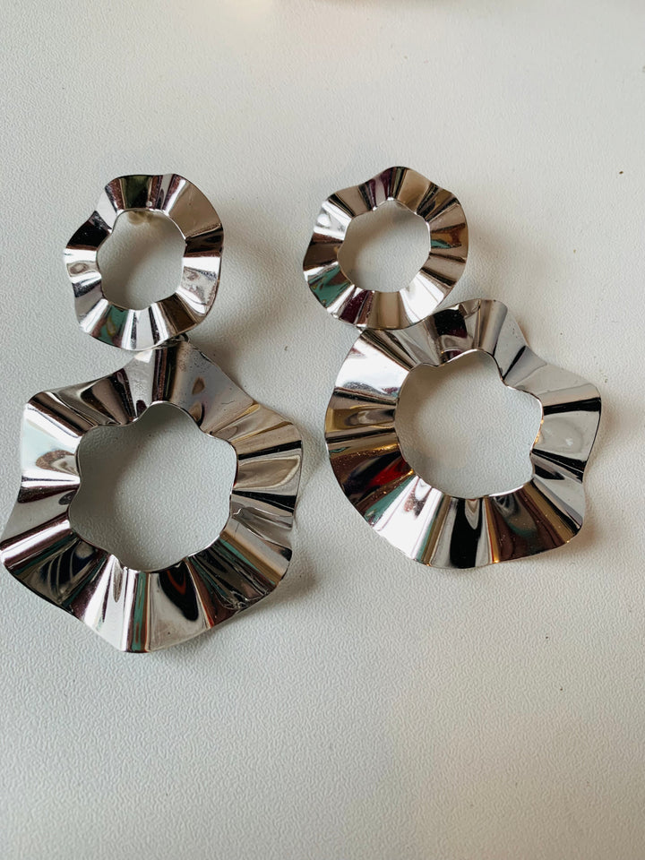 Stunning Silver Tone Pierced Earrings