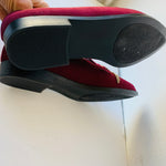 ShoeDazzle Red/Burgundy Vegan Suede Rhinestone Trimmed Tassel Loafer Size 7.5