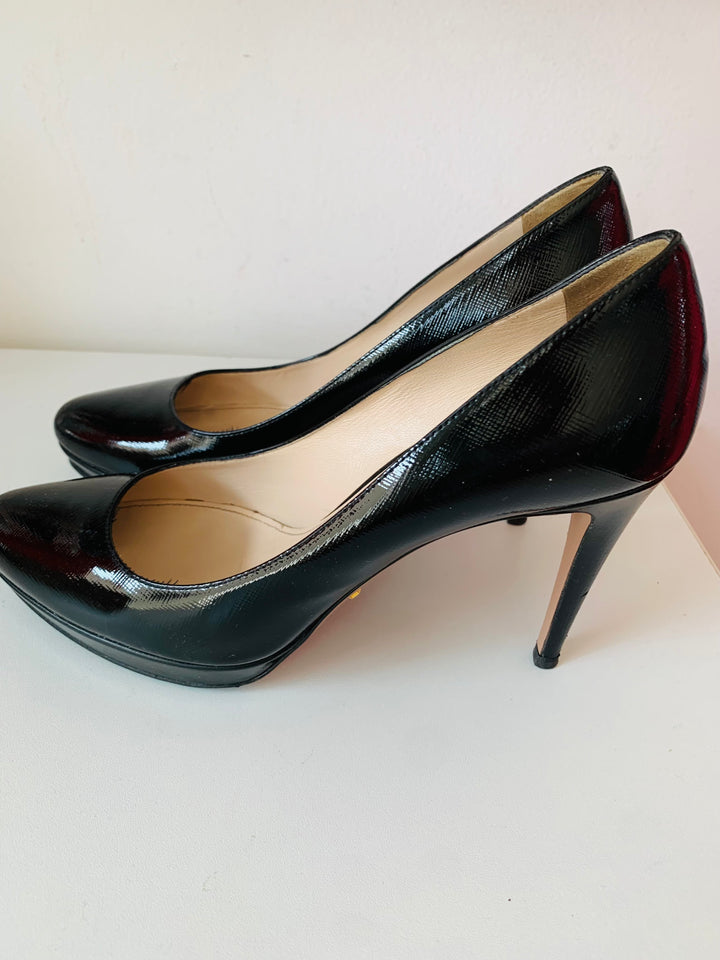 Prada Black Leather Pumps Size 38
