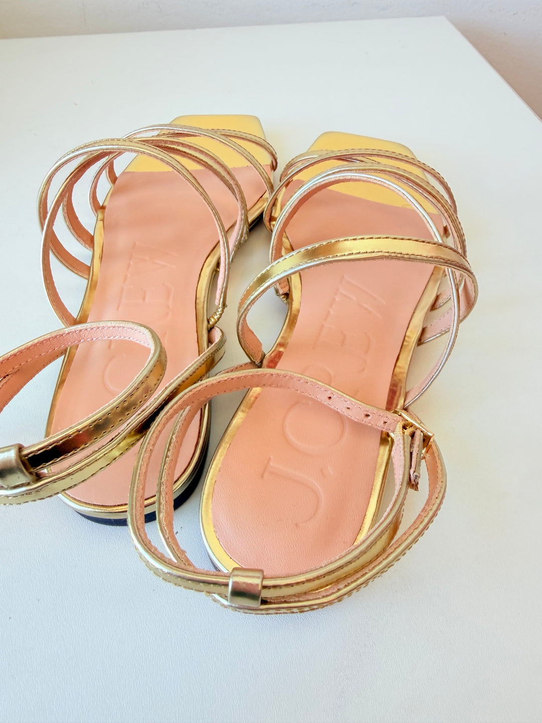 J.Crew Dark Gold Metallic Strappy Flat Sandals Size 7.5 New In Box