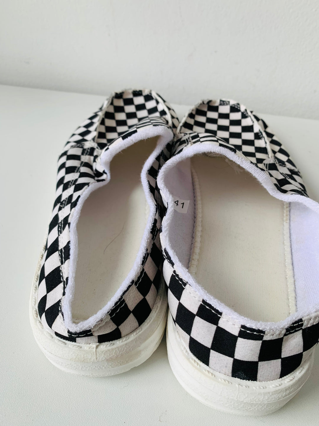 Checkered Black and White Slip Ons Size 41 New