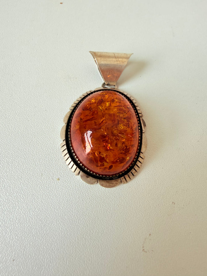 J Linkin Sterling Silver & Baltic Amber Pendent