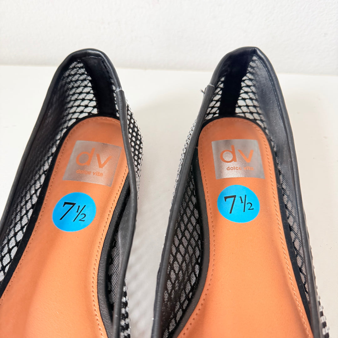 Dolce Vita Black Mesh Rhinestone Ballet Flats New Size 7.5