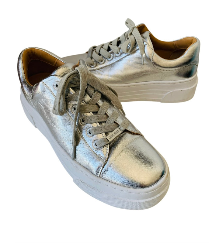 J/Slides Amanda silver Leather Sneakers Size 8.5