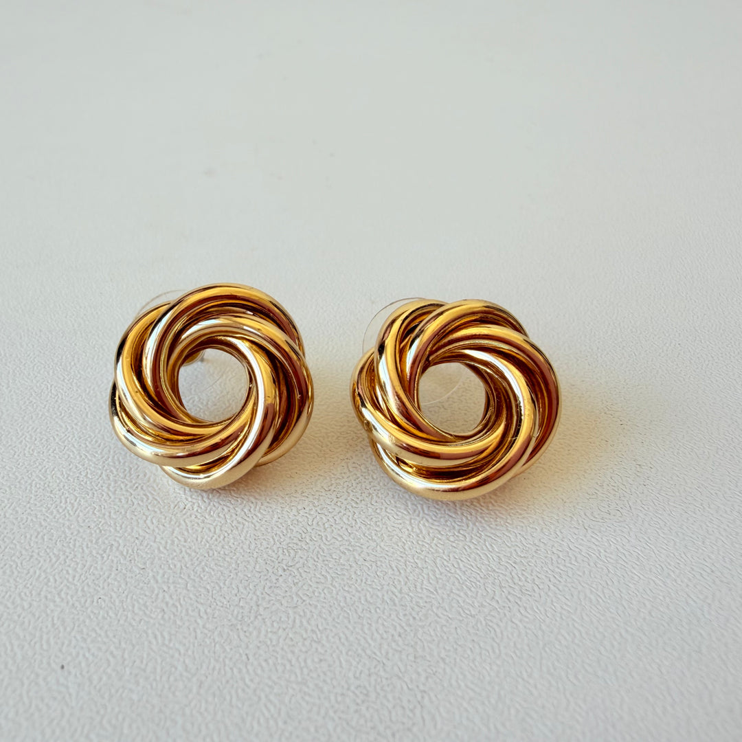 Retro Goldtone Knot Pierced Earrings