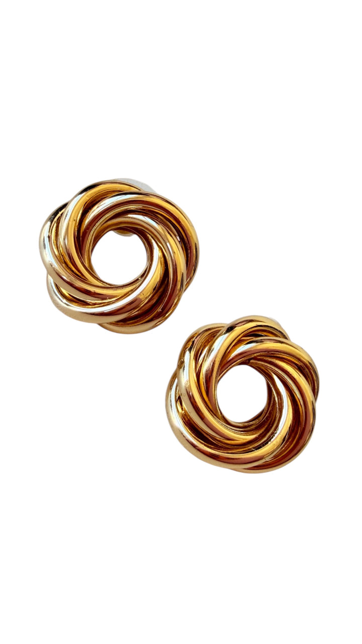 Retro Goldtone Knot Pierced Earrings
