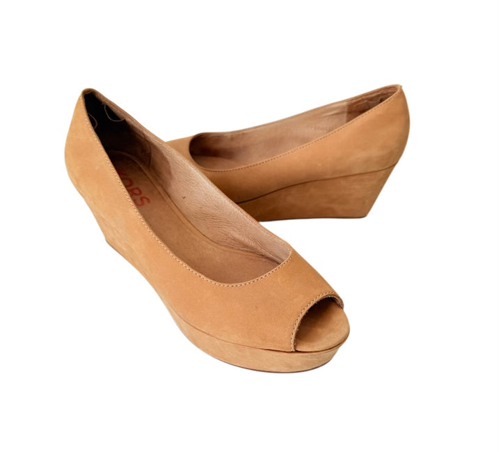 Michael Kors Brown Peep Toe Wedges Size 7.5