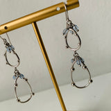 Silver and Crystal Drop Pierced Earrings