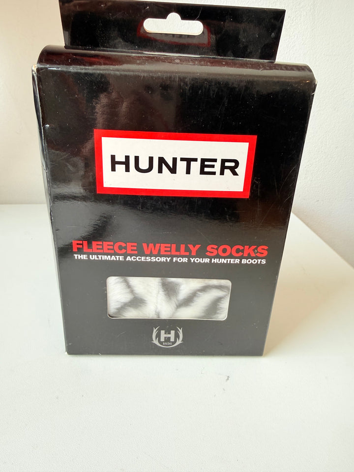 Hunter Fleece White Tiger Cuff Welly Socks New In Box Fits Women’s Size 8-10