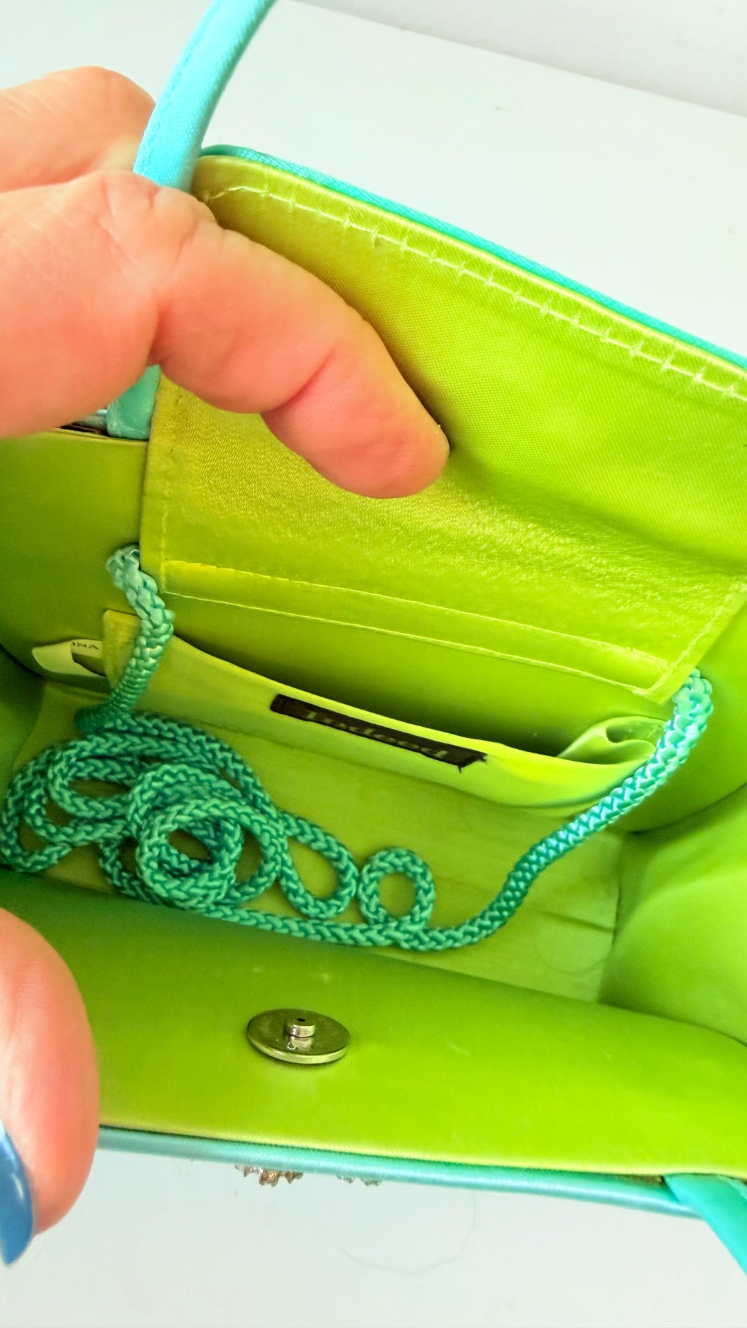 Indeed Aqua Blue Satin Evening Bag